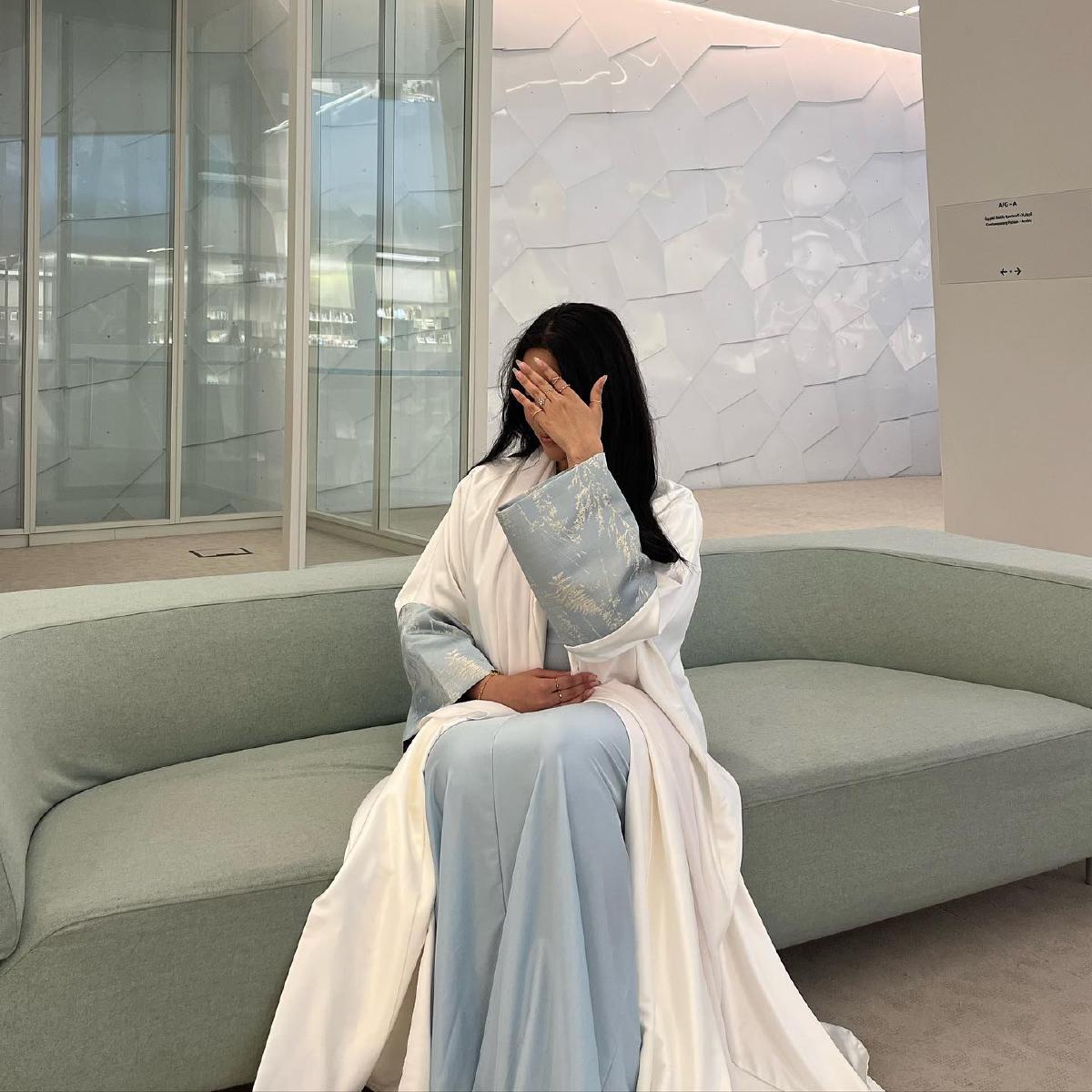 White & Blue Half Bisht (01)